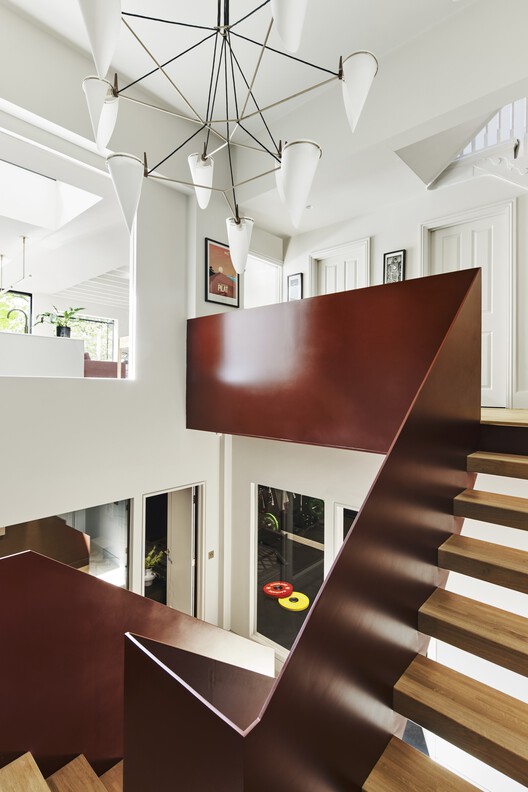 Russet House / Mulroy Architects-インテリア写真、階段、木材、照明、手すり